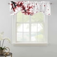 thumbnail image 2 of Tie Up Valances for Windows, Red Flowers Adjustable Valance Curtains Window Treatment for Living Room, Chinese Plum Traditional Ink Painting Rod Pocket Kitchen Curtains & Drapes 42x18 Inch, 2 of 9