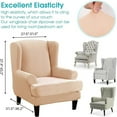 thumbnail image 4 of Eurhowing 2-Pack Wingback Chair Slipcovers with Cushion Cover, Stretch Velvet Soft Armchair Covers, Wingback Chair Furniture Protector, Beige, 4 of 11