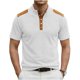 thumbnail image 3 of Ceisia Men's Loose Fit Ribbed Polo Shirt Short Sleeve Stand Collar Color Block Casual Daily Summer Tops White L Gifts, 3 of 4