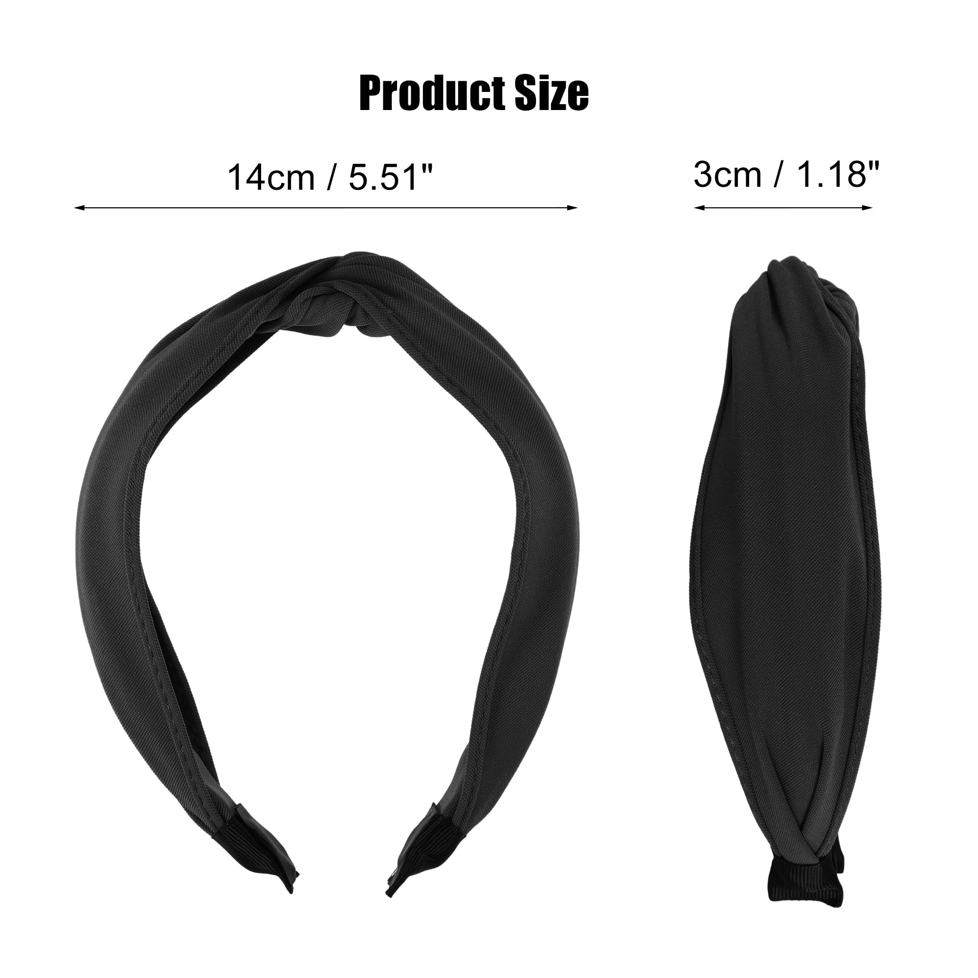 Unique Bargains Satin Knotted Headband Hairband for Women 1.2 Inch Wide Black
