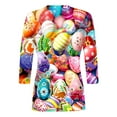 thumbnail image 3 of JLFKNG Womens T Shirts 3/4 Sleeve T Shirts For Women Fashion Rabbit Egg Printed Easter Style Crew Neck Shirt Tops Loose Fit Comfy Summer Clothes, 3 of 4