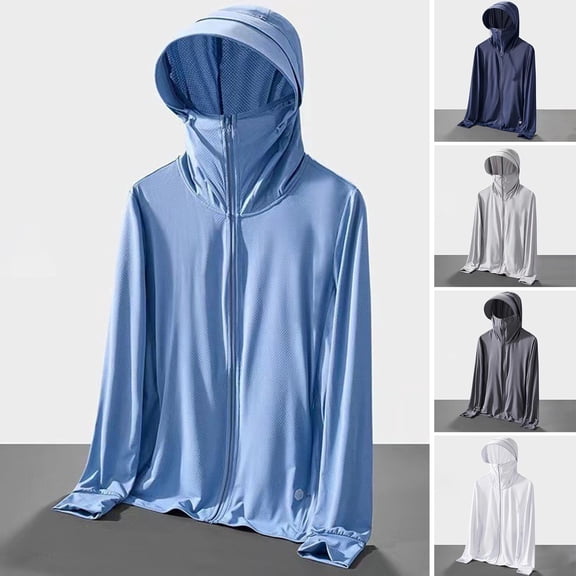 ZenCart Sunscreen Clothing Jacket Men Women Hooded Long Sleeve Zipper Closure Ice Silk Outdoor UV Protection Coat