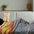 thumbnail image 3 of Seaside Soft Flannel Fleece Throw Blanket, Couples Chairs on Sandy Beach Colorful Sky Scenery Nature Picture, Cozy Plush for Indoor and Outdoor Use, 70" x 90", Orange Red Grey, by Ambesonne, 3 of 5
