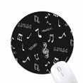 thumbnail image 1 of White Music Lyrics And Notes Black Mousepad Round Rubber Mouse Pad Non-Slip Game Office, 1 of 2