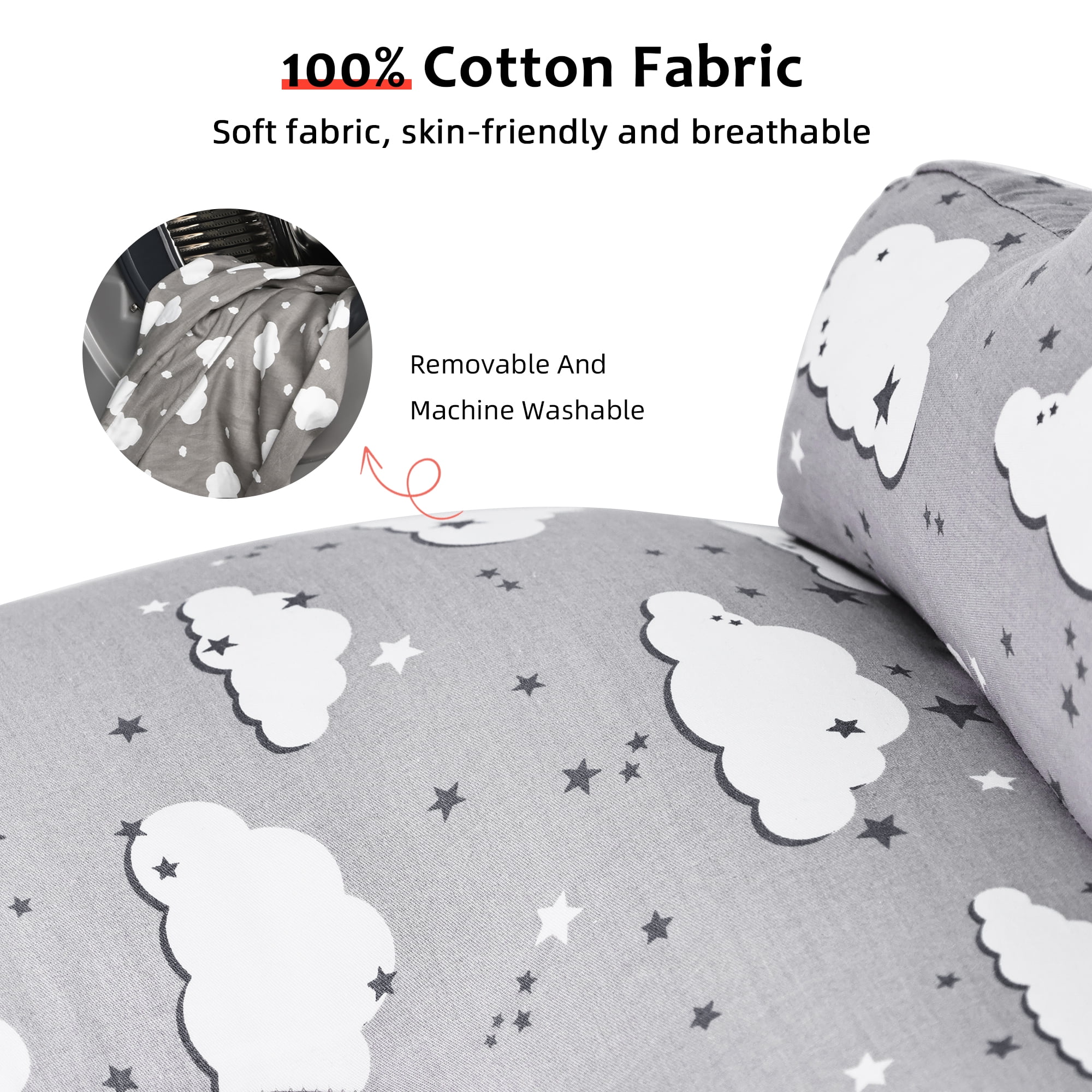 Rupoun Nursinfg Pillow with Waist Strap for Breastfeeding, Grey