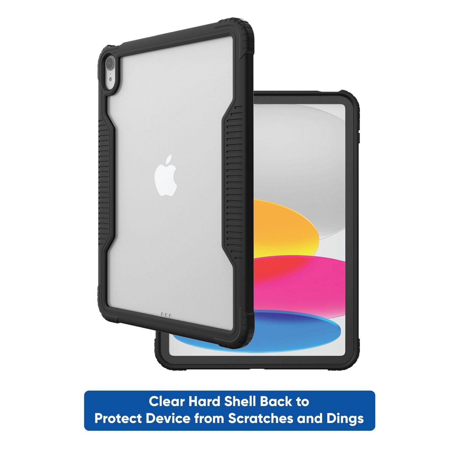 Onn. Slim Rugged Tablet Case for iPad (A16), iPad (10th generation) - Black/Clear, 6 ft. Drop Protection