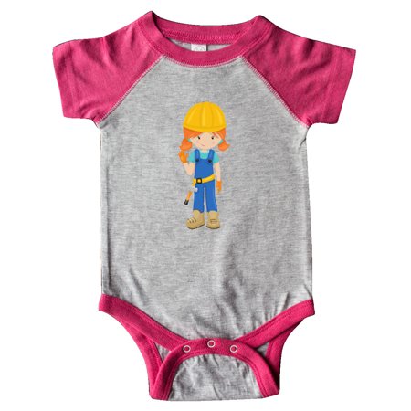 

Inktastic Cute Girl Construction Worker Orange Hair Gift Baby Girl Bodysuit