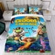 thumbnail image 4 of Los Croods Conjunto de sábanas temático, trío de piezas, cómodo y amigable con la piel, diseño único, regalo de decoración para el hogar para familiares, amigos y fans,173cm *218cm, 4 of 6