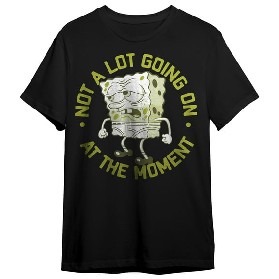 Spongebob Squarepants Not A Lot Going On At The Moment Adult Black Crew Neck Short Sleeve T-shirt-Medium