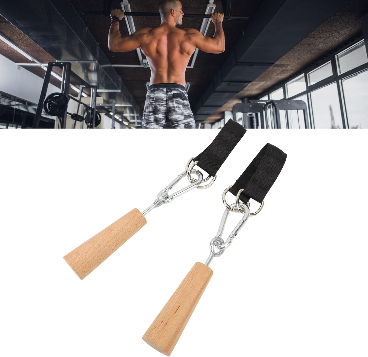 ABCISI Wooden Pull Up Grips, Hand Grips Strength Trainer Exerciser Pull Up Fitness Accessories for Bouldering, Kettlebells, Workout