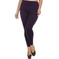 thumbnail image 5 of K-Cliffs Women's Full Length Seamless Fleece Leggings, Plus Size/One Size (Usually fits sizes 12-16), Purple, 5 of 5