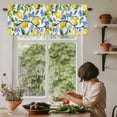 thumbnail image 5 of Watercolor Lemon Window Valance Curtain Blue Flower Leaf Rod Pocket Short Curtain for Living Room, Bedroom & Kitchen Window Decor 60x18in, 5 of 8