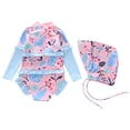 thumbnail image 4 of Toddler Girls Swimsuit Set Girls' Sun Printed Long Sleeved Floral Print Ruffled Pattern Suitable for Small Medium and Large Children, 4 of 5