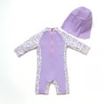 thumbnail image 6 of BONVERANO Baby Girls Swimsuit, Toddler Bathing Suit, Long-Sleeve Zipper One Piece Swimwear with UPF 50+ Sun Protection （Lavender 12-18months）, 6 of 8