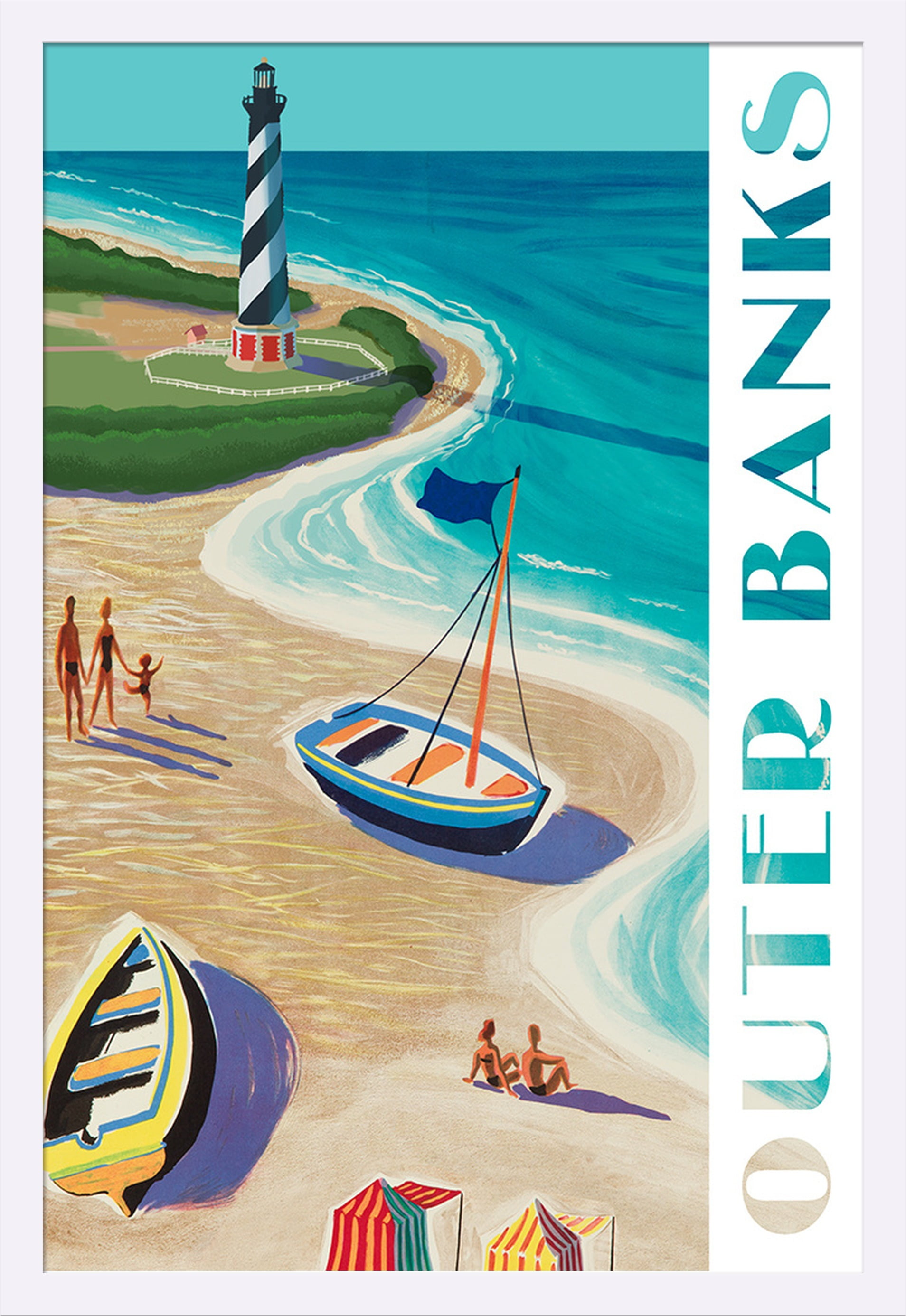 Outer Banks, North Carolina Vintage Beach Scene Lantern Press