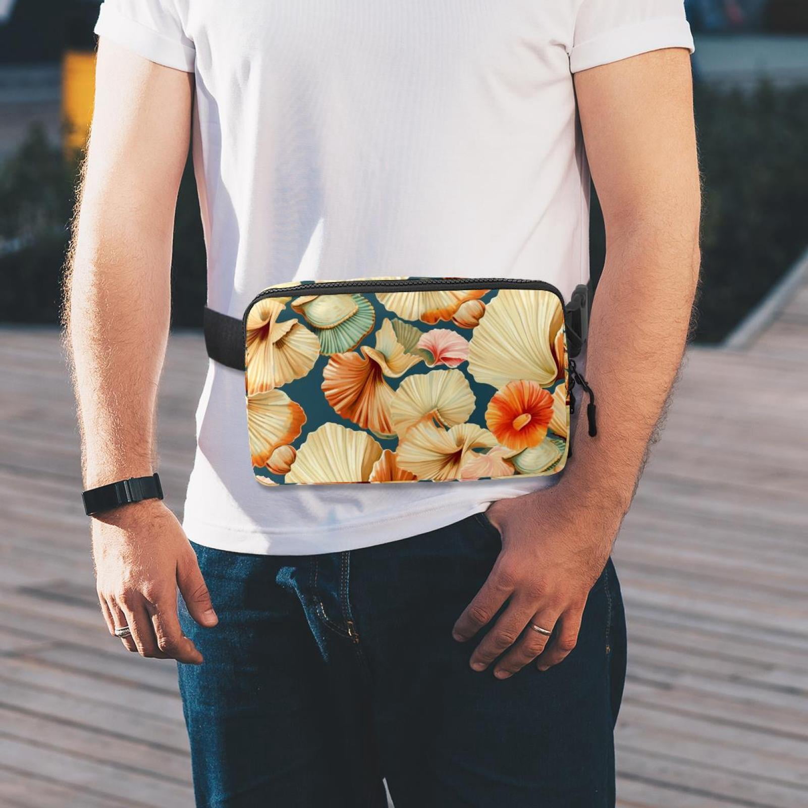 Seashell Money Belt Waist Bag Fanny Pack - Lightweight Adjustable with Extension Strap Unisex