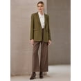 thumbnail image 2 of DARING DIVA Women's Open Front Long Sleeve Work Suit Jacket Blazer with Pockets M Brown, 2 of 6