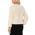 thumbnail image 3 of Abrigo de piel sintética Inspire Chic 2024 para mujeres, con mangas largas, bolsillos, botones de perla, cárdigan corto esponjoso, exterior color beige, 3 of 5