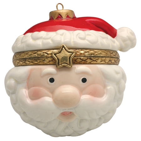 Porcelain Christmas Tree Hinged Ornament Box - Jolly Santa 