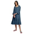 thumbnail image 2 of Moomaya WoMen's Solid Long Sleeve Square Neck Cotton Sleepwear Gown, 2 of 6
