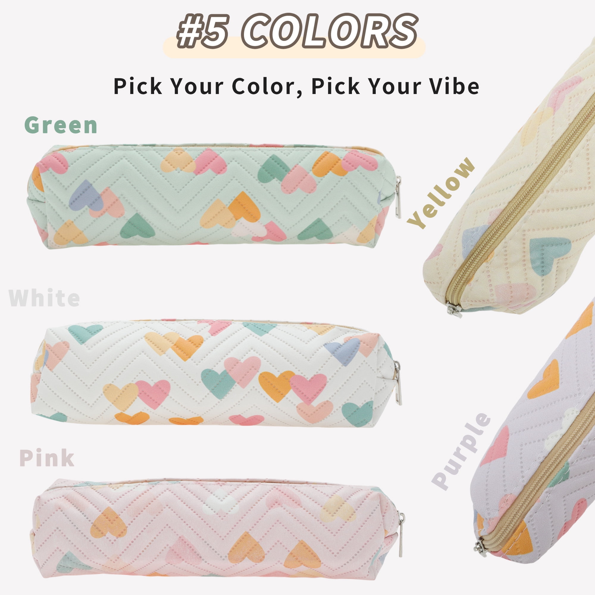 Unique Bargains PU Leather Pencil Case, Compact Pen Pouch, Aesthetic Organizer Green