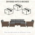 thumbnail image 6 of Outsunny 5 Piece Patio Furniture Set with Cushions, Outdoor Conversation Set with Rattan Three-Seater Sofa, Chairs & Footstools, Mixed Brown, 6 of 9