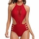 thumbnail image 2 of Gibobby Trajes de Baño para Mujer Traje de baño de pieza de color sólido ahuecado de patchwork para mujer Traje de baño de pieza sexy(Rojo,CH), 2 of 3