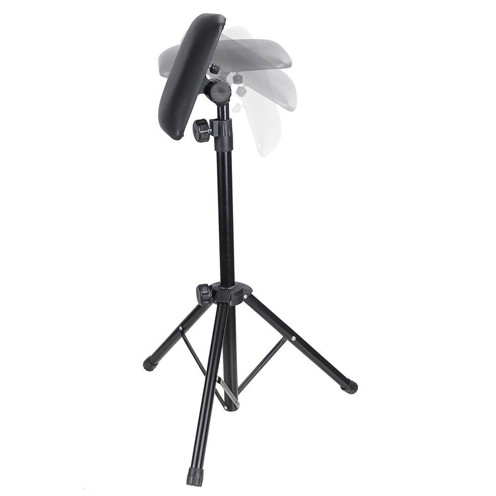 Tattoo Tripod Stand Arm Leg Rest Chair Tool Foldable Height Adjustable with PVC Sponge Pad Black