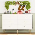 thumbnail image 3 of Dresser for Bedroom, 6 Drawer Dresser with Golden Handle, Chest of Drawers Wooden Dressers for Hallway, Living Room, Nursery Room, White, 3 of 17