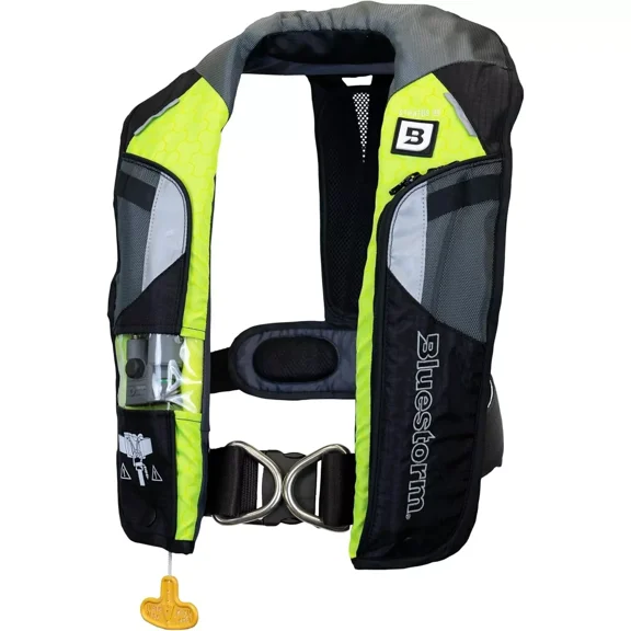 Bluestorm Stratus 35 SAIL Inflatable Life Jacket USCG Type 2 PFD, Hi-Viz Green/Yellow