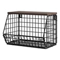 thumbnail image 2 of 1*Hanging Basket Fruit Basket Stackable Wall Mounted Fruit Baskets Potato Basket Onion Storage for Kitchen Hanging Wire Basket with Wood Lid, 2 of 8