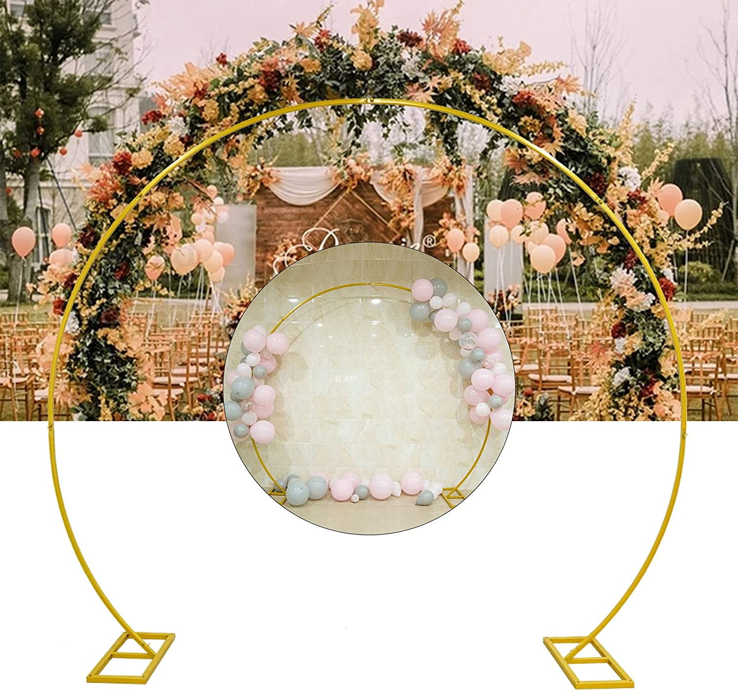 Metal Round Wedding Arch Moon for weddings flowers 80" Gold colour metal arch 