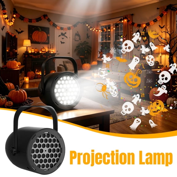 Halloween Projector Light with 16 Dynamic Holiday Patterns, USB Powered Indoor Outdoor Decorations for Living Room, Wall and Ceiling, 360° Rotating Stand for Christmas and Party