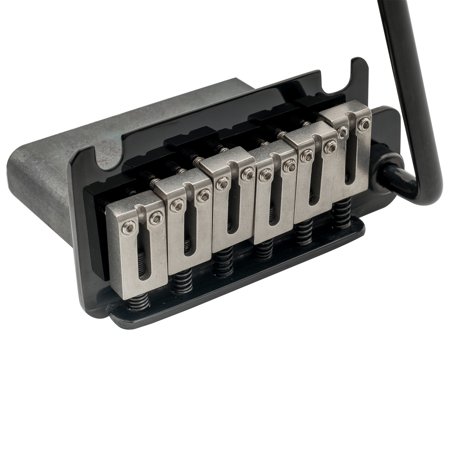 Musiclily Pro 弦ピッチ10.5mm 2点支持タイプ USAストラトギター用トレモロユニットブリッジ スチールサドルフルブロック、ブラック