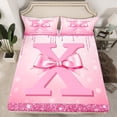 thumbnail image 2 of jejeloiu Personalized Letter X Twin Sheet Sets,Monogrammed Theme Twin Fitted Sheet,Ribbon Bow Knot Flat Sheet,Ultra Soft Bedroom Decor,3 Pieces, 2 of 7