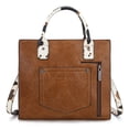 thumbnail image 3 of Wrangler Tote Bag for Women Western Cowhide Purse and Wallet Set, Cow-Brown, 3 of 7