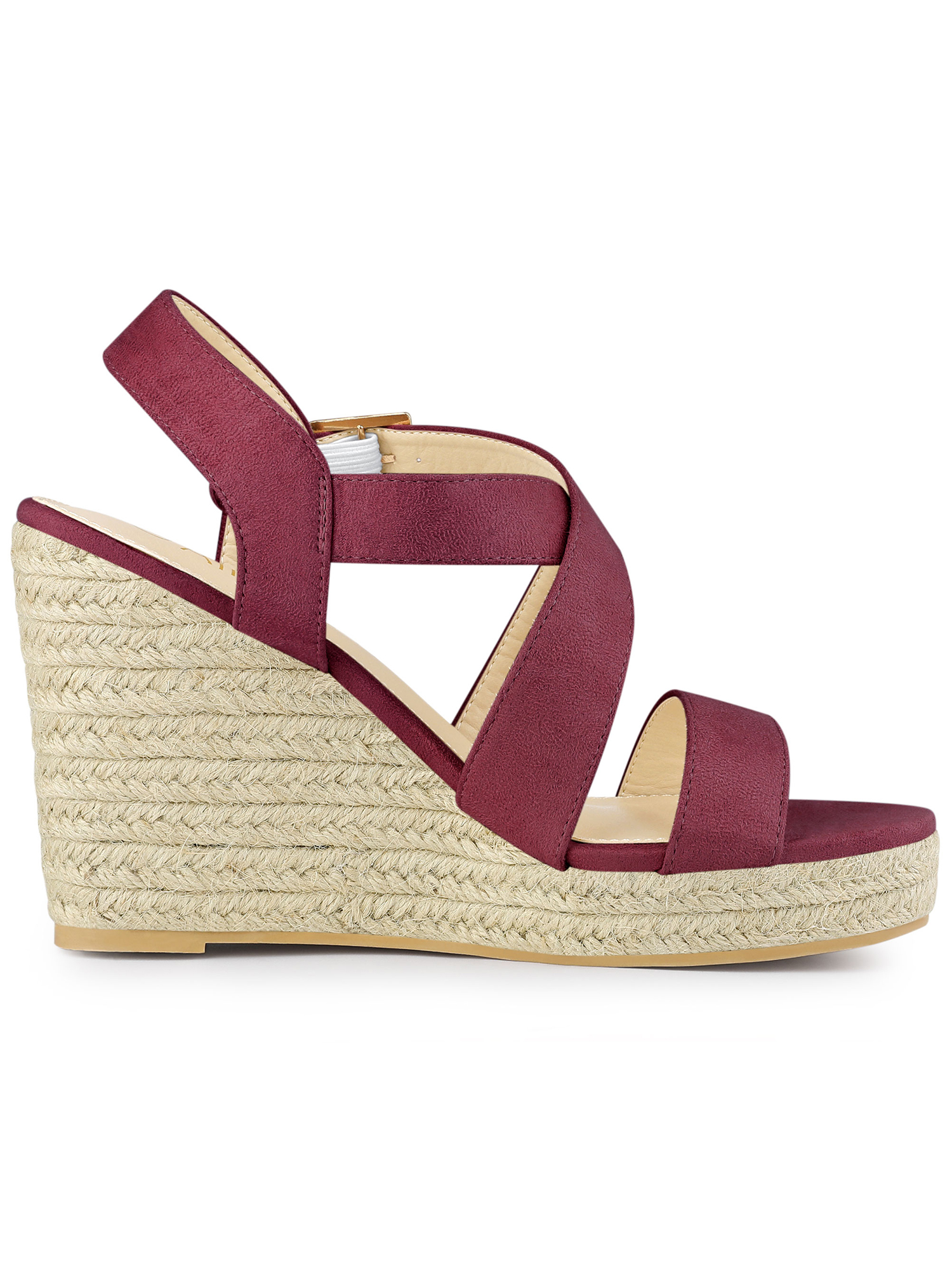 DARING DIVA Women's Stylish Espadrilles Platform Slingback Wedges Sandals Burgundy 9