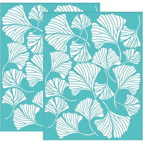 2Pcs Self-Adhesive Silk Screen Printing Stencil Ginkgo Biloba Pattern Mesh Transfers Silk Screen Reusable Stencil for Painting on Wood T-Shirt Fabric Bags - 280x220mm