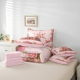 thumbnail image 5 of Cute Castle Bedding 7 Piece Princess Decor Bed in a Bag King Size Pink Rose Bedding Set with Comforter Nature Flowers Bed Set Teens Romantic Themed Sheet Set, 5 of 5