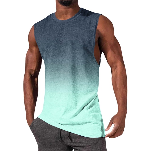 NTACZA Débardeurs Sans Manches pour Homme T-Shirt Basique Athlétique Col Rond Dégradé T-Shirt Homme TTG