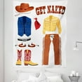 thumbnail image 1 of Cowboy Tapestry, Classic Country Clothes in Cartoon Style Boats Hat Shirt Pants and Vest Print, Fabric Wall Hanging Decor for Bedroom Living Room Dorm, 5 Sizes, Multicolor, by Ambesonne, 1 of 1