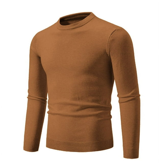 Jalioing Long Sleeve Crew Neck Sweaters for Men Classic Basic Solid Color Knit Tops Casual Pullover Sweater