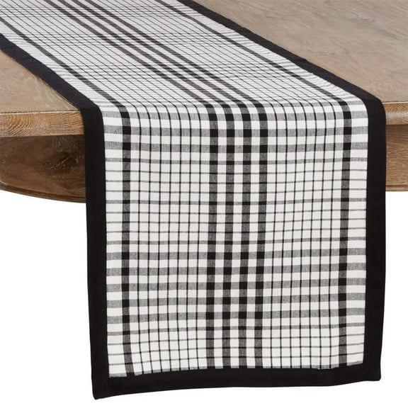 Fennco Styles Timeless Plaid with Banded Edge Design 100% Cotton Table Runner 16 x 72 Inch