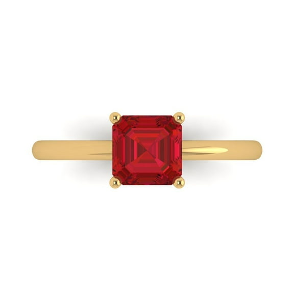 Solitaire Engagement Ring for Women - 1ct Simulated Ruby in 18K Yellow Gold Promise Ring