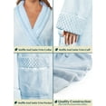 thumbnail image 5 of PAVILIA Soft Plush Women Fleece Robe, Light Blue Cozy Bathrobe, Female Long Spa Robe, Warm Housecoat, Satin Waffle Trim, L/XL, 5 of 9