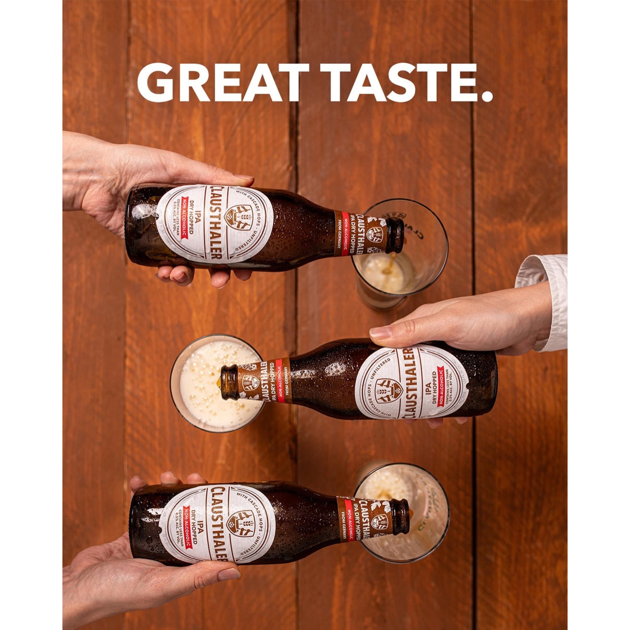 Clausthaler IPA Non-Alcoholic Imported Beer, 12 Fluid Ounces, Glass Bottles, 6 Pack, 0.5% ABV