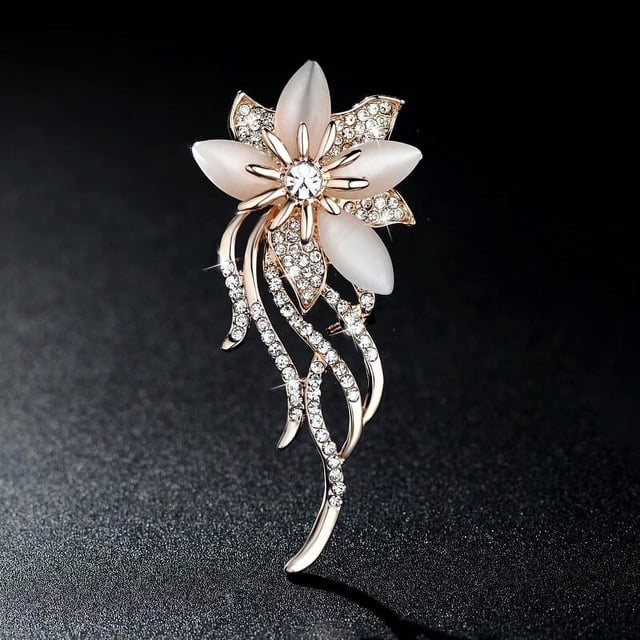 Broches de ramo de novia con flores elegantes para mujer, broches de ojo de gato de imitación, alfileres