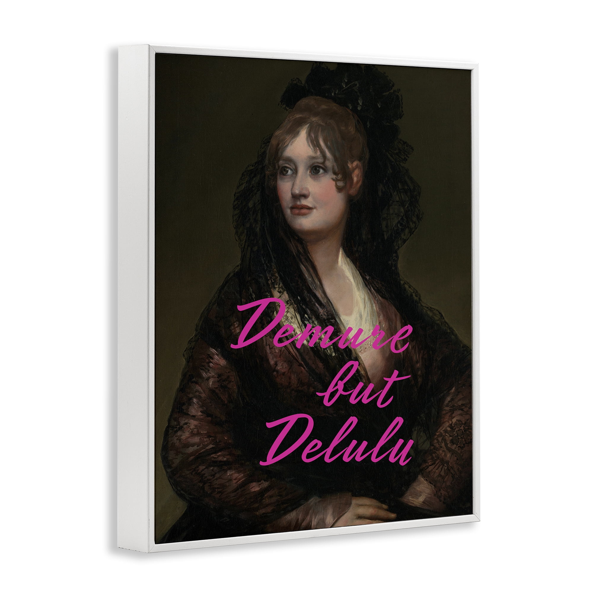 Stupell Industries Iconic Demure But Delulu White Framed Giclee Art, design by Grotto Studios