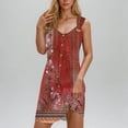 thumbnail image 1 of Ovzne Robes pour Femmes Robe de Vacances Printemps et Été à Boutons Col en V avec Bretelles Robe Grande Taille Imprimée en Liquidation, 1 of 7