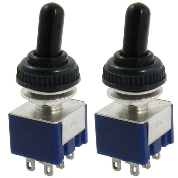 Unique Bargains 2 Pcs 125V 6A ON/OFF/ON 3 Position DPDT Toggle Switch w Waterproof Cover Cap